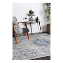 Geometric White Blue Grey Rug