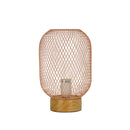 Mesh Natural Timber Pedestal Table Lamp