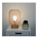 Mesh Natural Timber Pedestal Table Lamp