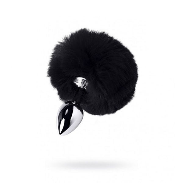 Metal Anal Plug Small W Silver Black Tail Small