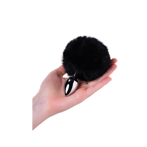 Metal Anal Plug Small W Silver Black Tail Small