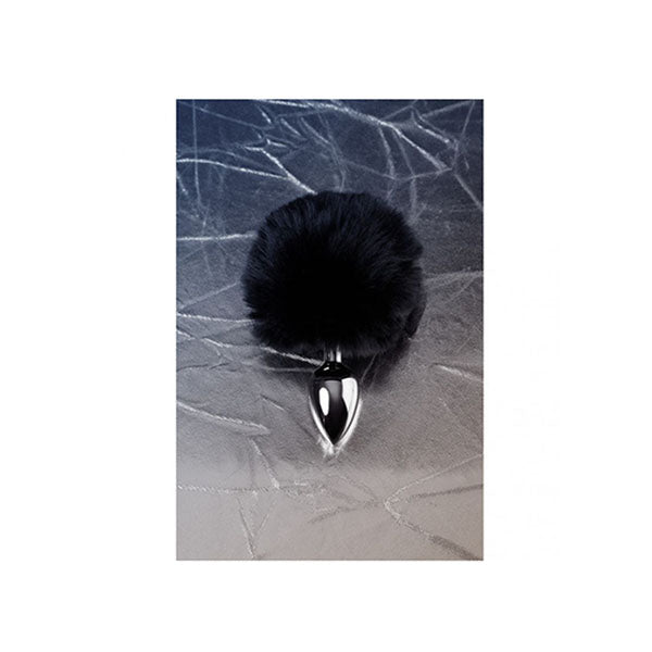 Metal Anal Plug Small W Silver Black Tail Small