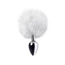 Metal Anal Plug W Silver White Tail Small