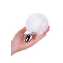 Metal Anal Plug W Silver White Tail Small