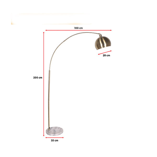 Metal Arc Floor Lamp Antique Brass With Marble Base