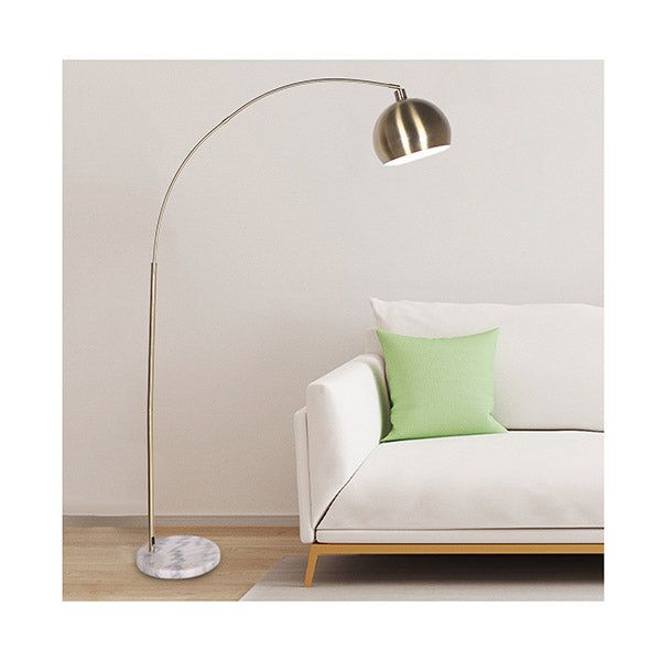 Metal Arc Floor Lamp Antique Brass With Marble Base