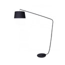 Metal Arc Floor Lamp In Black Finish With Linen Taper Shade