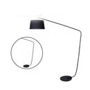 Metal Arc Floor Lamp In Black Finish With Linen Taper Shade