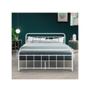 Metal Bed Frame Double Size Mattress Base Leo White