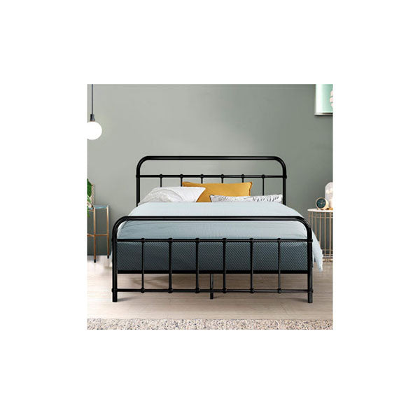 Metal Bed Frame Platform Foundation Mattress Leo Black
