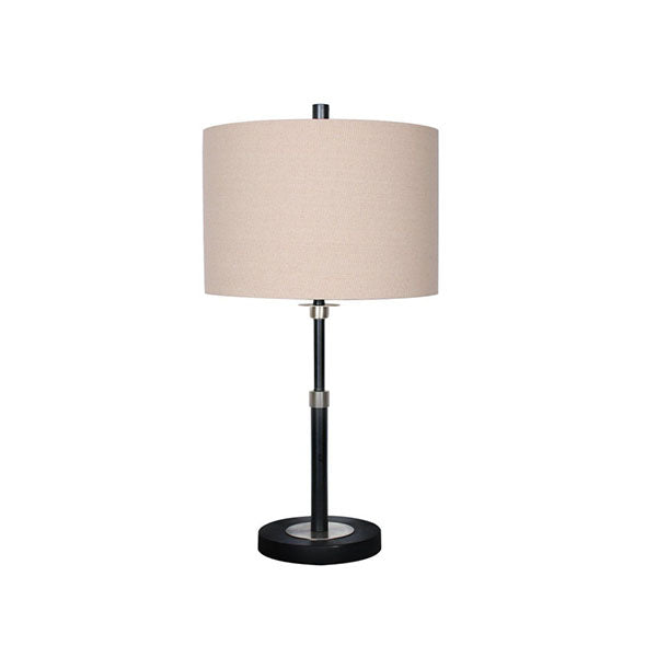 Metal Table Lamp With Linen Drum Shade