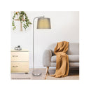 Metal Task Floor Lamp In Nickel With Grey Linen Shade