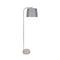 Metal Task Floor Lamp In Nickel With Grey Linen Shade