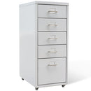 Metal Filing Cabinet with 5 Drawers - Grey