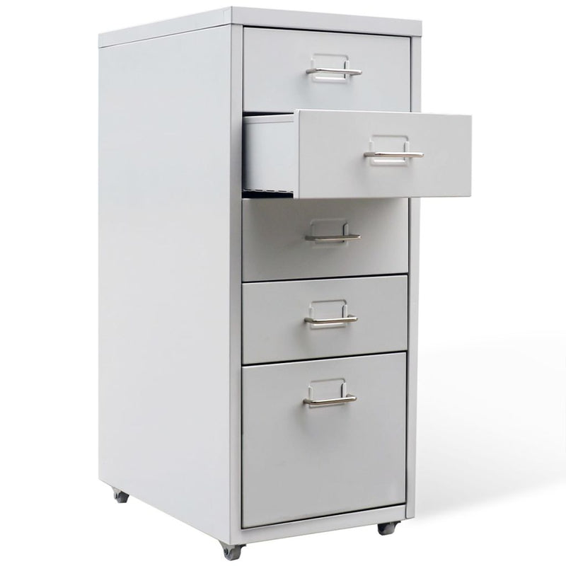 Metal Filing Cabinet with 5 Drawers - Grey