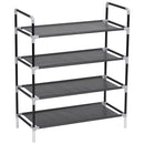 Metal and Non-woven Fabric Shoe Rack with 4 Shelves Black