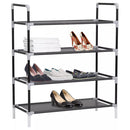 Metal and Non-woven Fabric Shoe Rack with 4 Shelves Black