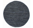 Metro Modern Round Grey Leather Rug