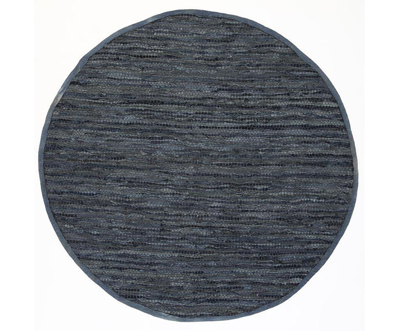 Metro Modern Round Grey Leather Rug