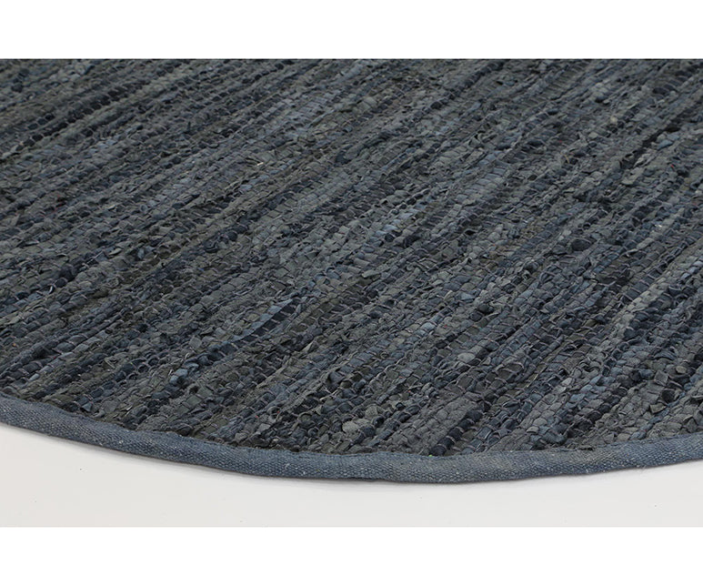 Metro Modern Round Grey Leather Rug