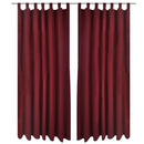 Micro-Satin Curtains With Loops 140 x 225 Cm (2 Pcs) - Bordeaux