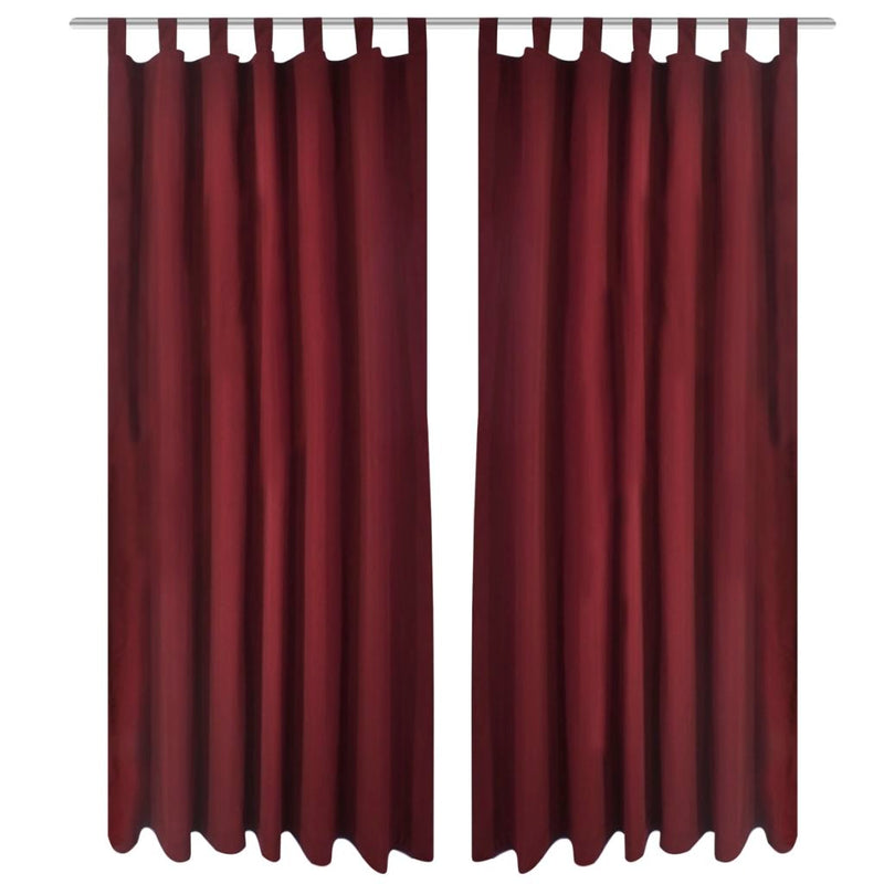Micro-Satin Curtains With Loops 140 x 225 Cm (2 Pcs) - Bordeaux