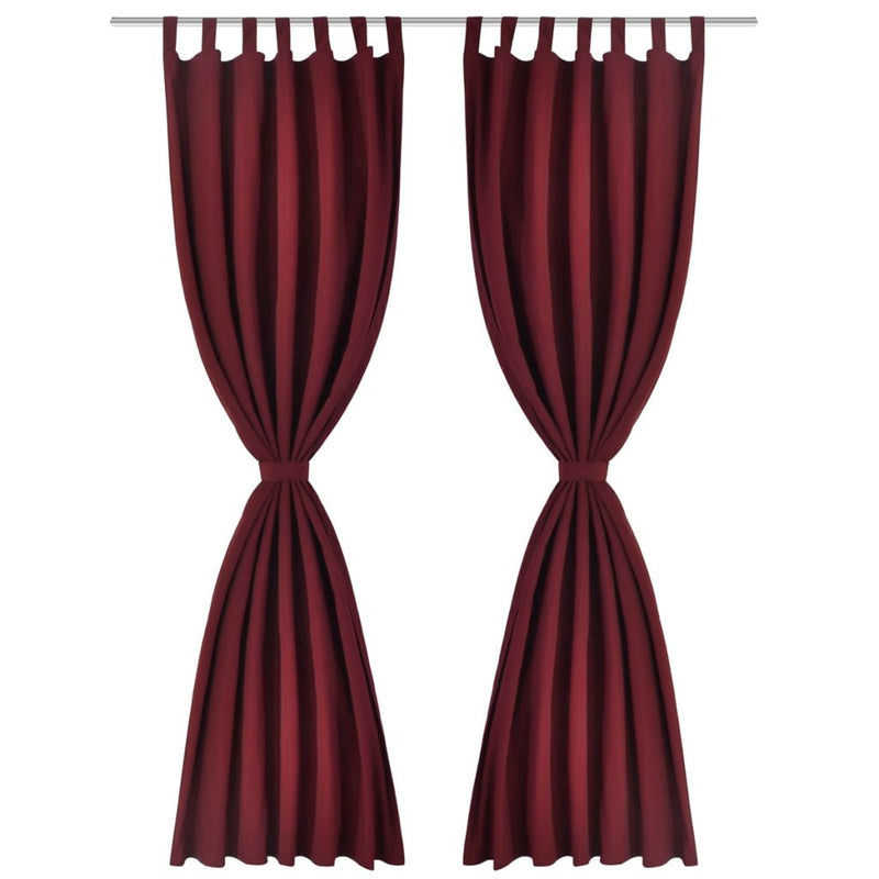 Micro-Satin Curtains With Loops 140 x 225 Cm (2 Pcs) - Bordeaux