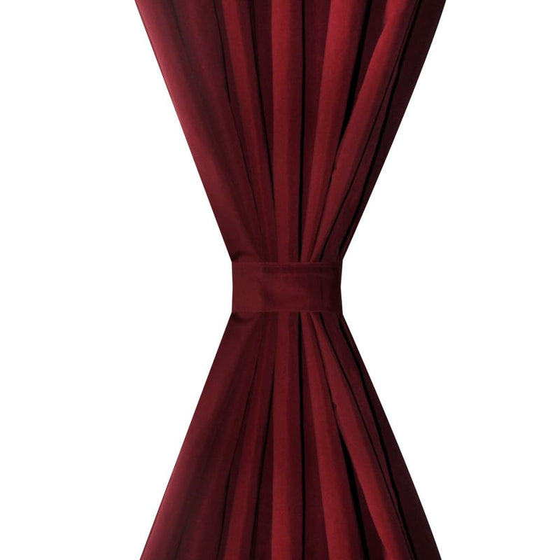 Micro-Satin Curtains With Loops 140 x 225 Cm (2 Pcs) - Bordeaux