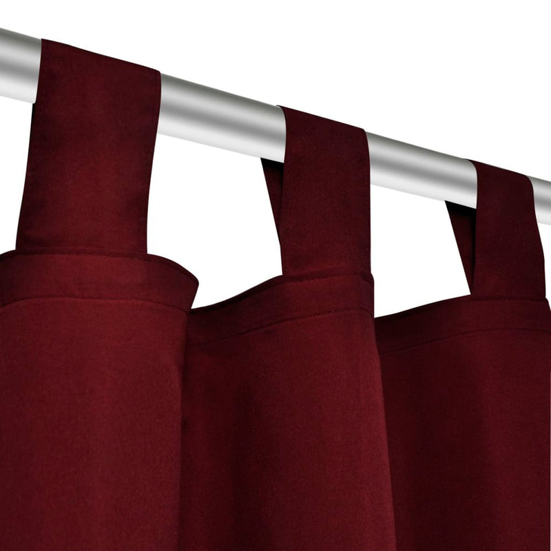 Micro-Satin Curtains With Loops 140 x 225 Cm (2 Pcs) - Bordeaux
