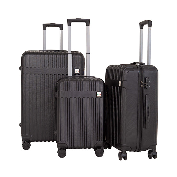 3 Piece Luggage Set Travel Hard Case Black