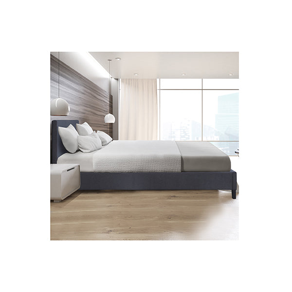 Milano Sienna Bed Frame Base Headboard Linen Fabric King Single Charcoal