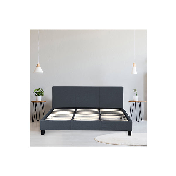 Milano Sienna Bed Frame Base Headboard Linen Fabric King Single Charcoal