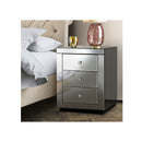 Mirrored Bedside Table Drawers Glass Presia