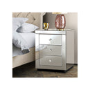 Mirrored Bedside Table Drawers Glass Presia