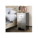 Mirrored Bedside Tables Drawers Crystal Chest Nightstand Glass Grey