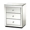 Mirrored Bedside Table Drawers Glass Presia