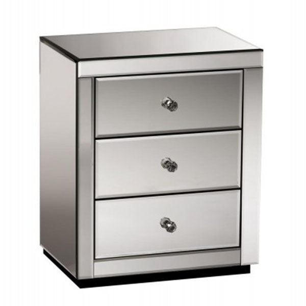 Mirrored Bedside Table Drawers Glass Presia