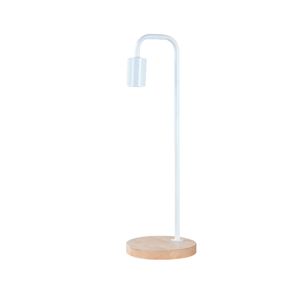 Modern Table Lamp Desk Light Timber Base Bedside Bedroom White