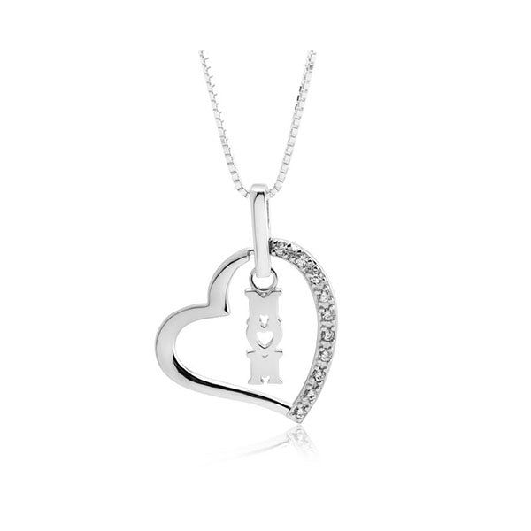 Mom Heart Necklace With Cubic Zirconia