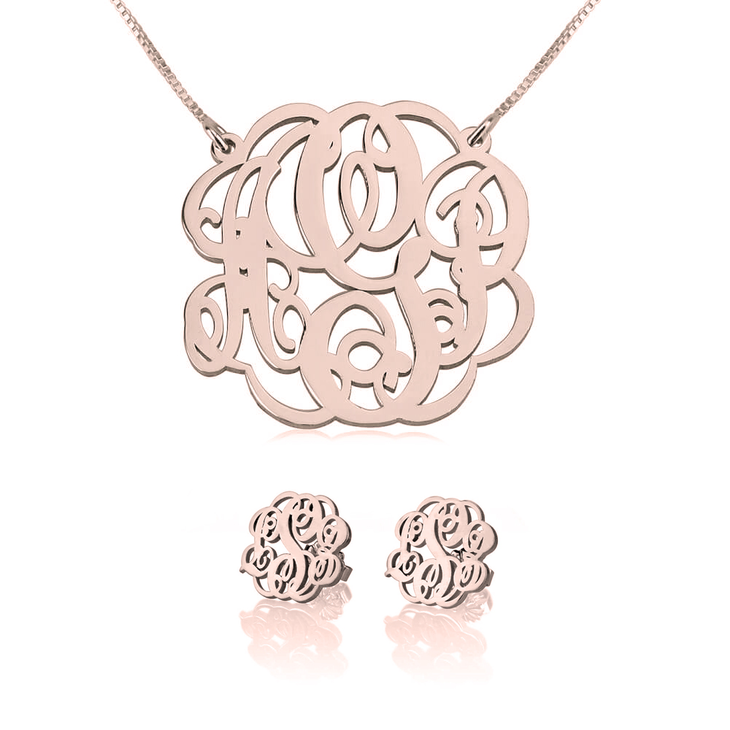 Monogram Necklace And Earring Set