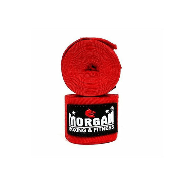 Morgan Cotton Boxing Hand Wraps 180Inch 4M Long Pair Red