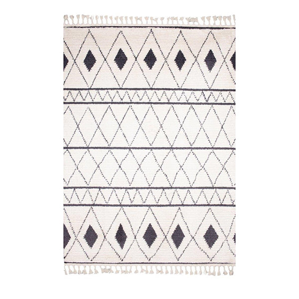 Moroccan Ivory Patterned Polyester Rug 160 X 230 Cm