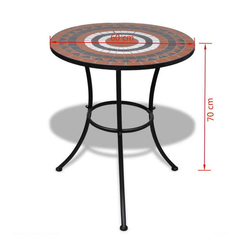 Mosaic Table 60 Cm - Terracotta / White