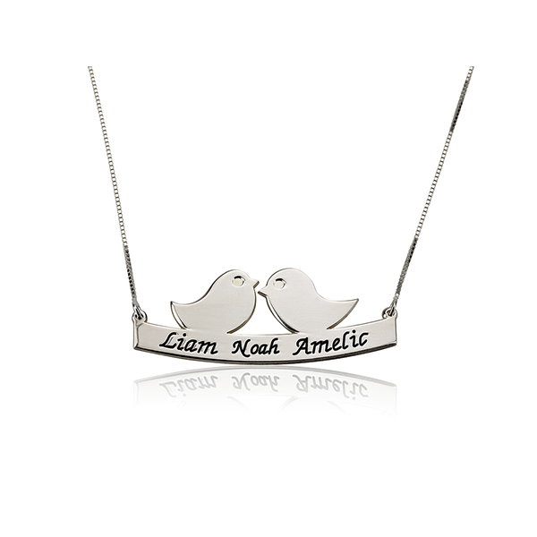 Mother Bird Necklace With Engrave Names