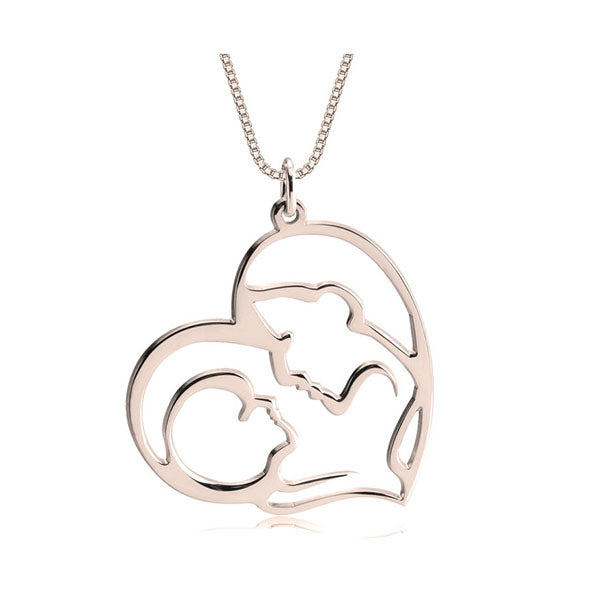 Mother Kid Heart Shaped Necklace