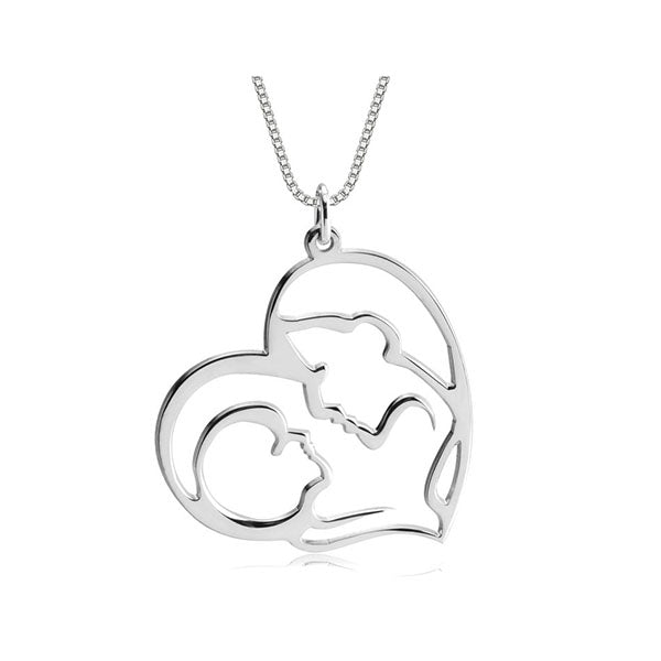 Mother Kid Heart Shaped Necklace