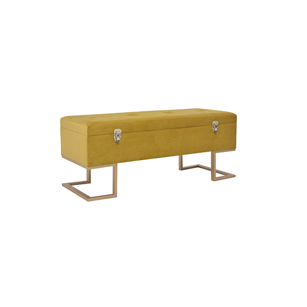 Velvet Bench With Storage Compartment