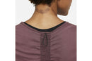 Nike Women's Dri-FIT Run Short Sleeve Top (Dark Wine/Black/Reflective Silver, Size M)