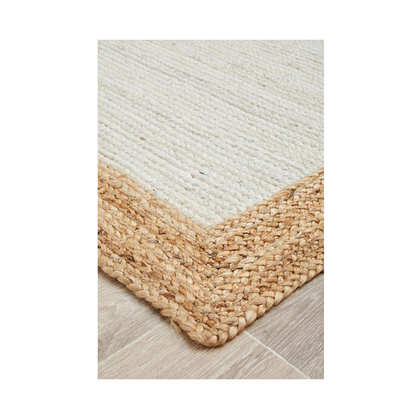 Byron Hand Braided White Natural Rug