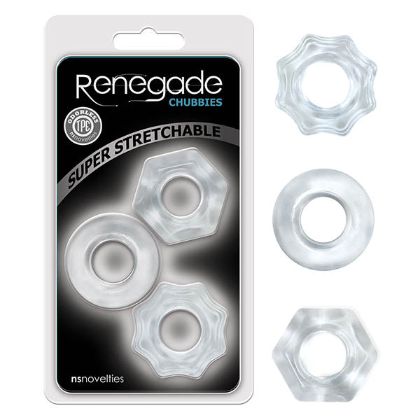 Renegade Chubbies Clear Cock Rings Set Of 3